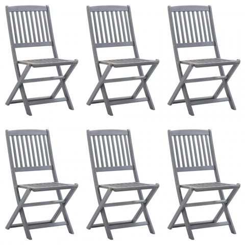 Chaises pliables d'extérieur 6 pcs bois d'acacia solide