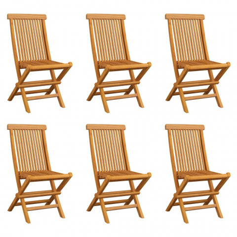 Chaises pliables de jardin 6 pcs bois de teck solide