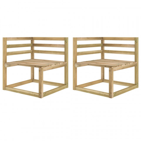 Canapés d'angle palette de jardin 2 pcs pin imprégné de vert