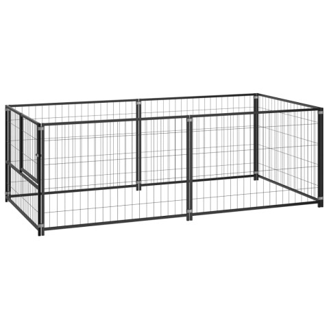 Chenil extérieur cage enclos parc animaux chien noir 200 x 100 x 70 cm acier