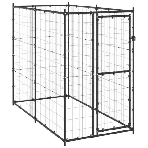 Chenil extérieur cage enclos parc animaux chien d'extérieur pour chiens acier 110 x 220 x 180 cm  02_0000361