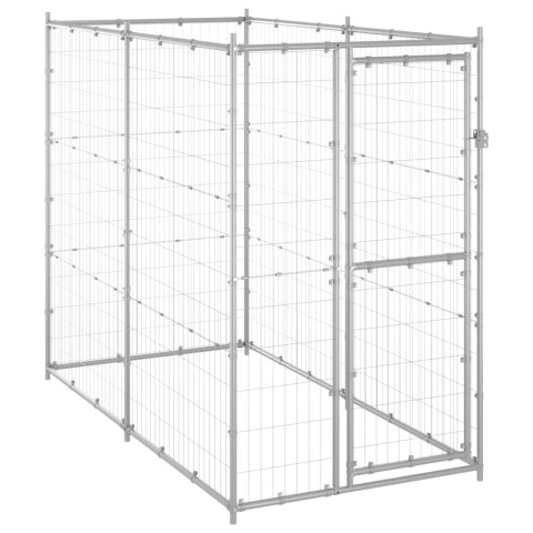 Chenil extérieur cage enclos parc animaux chien extérieur acier galvanisé 110 x 220 x 180 cm  02_0000469