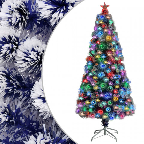 Sapin de noël artificiel led blanc et bleu 150 cm fibre optique