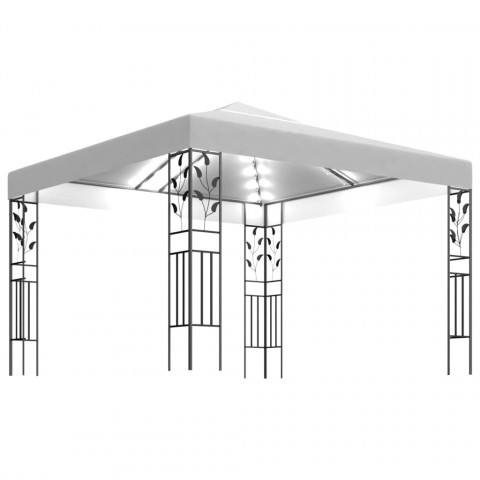  Tonnelle avec guirlande lumineuse à LED 3x3 m Blanc