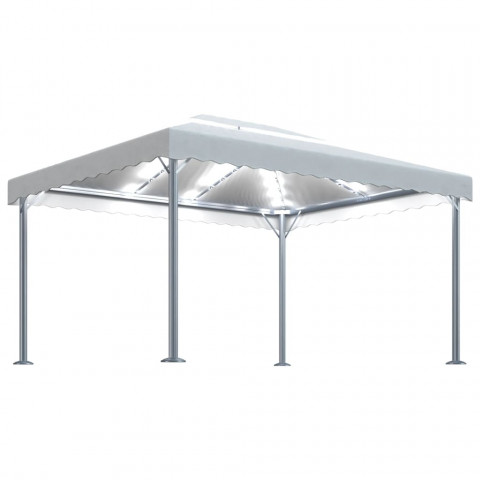  Tonnelle avec guirlande lumineuse à LED 4x3 m Crème Aluminium