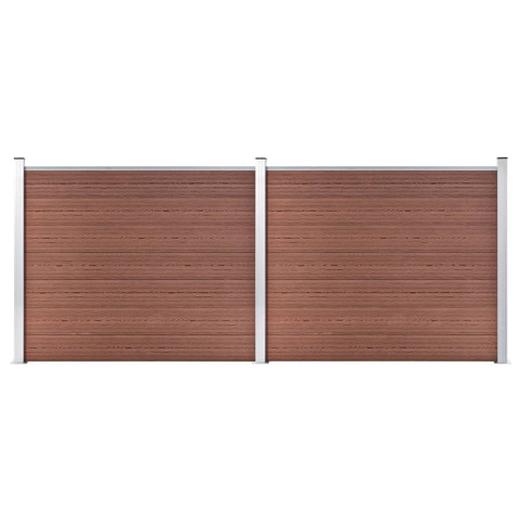 Ensemble de panneau de clôture wpc 353x146 cm marron
