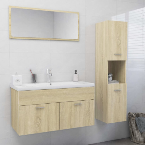 Ensemble de meubles de salle de bain chêne sonoma aggloméré