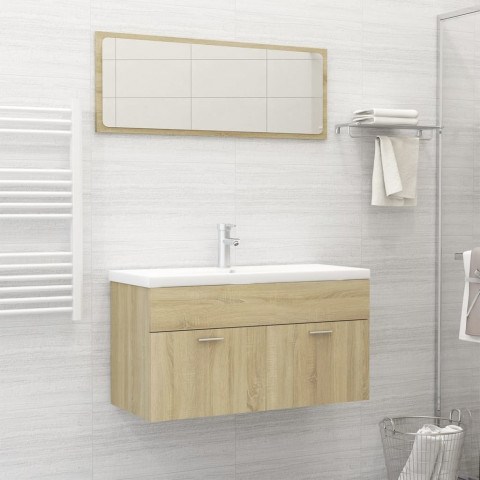 Ensemble de meubles de salle de bain chêne sonoma aggloméré