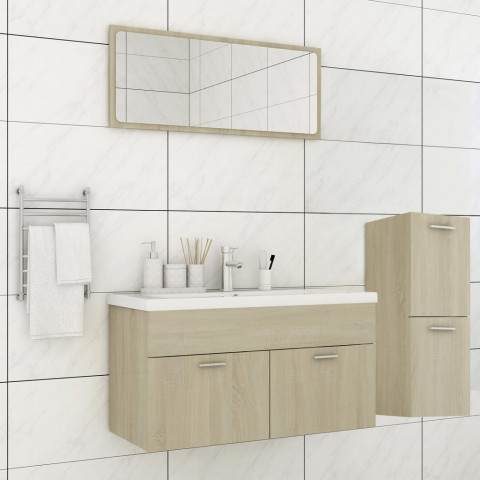 Ensemble de meubles de salle de bain chêne sonoma aggloméré