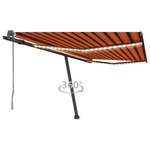 Auvent automatique capteur de vent/led 400x300 cm orange/marron