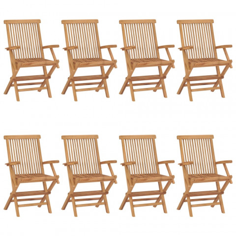 Chaises de jardin 8 pcs bois de teck massif