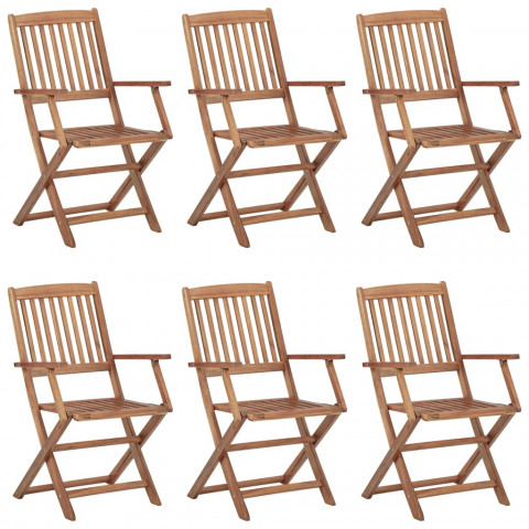 Chaises pliables d'extérieur 6 pcs bois d'acacia solide