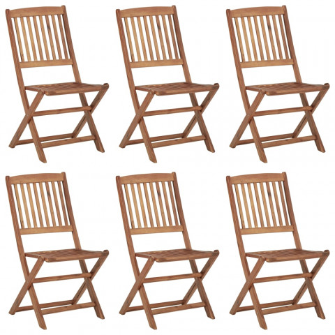 Chaises pliables d'extérieur 6 pcs bois d'acacia solide