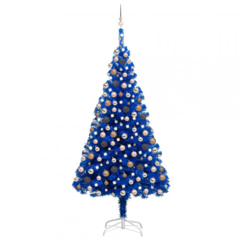 Arbre de noël artificiel avec led et boules bleu 240 cm pvc