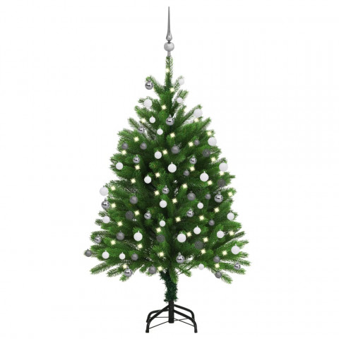 Arbre de noël artificiel avec led et boules 120 cm vert