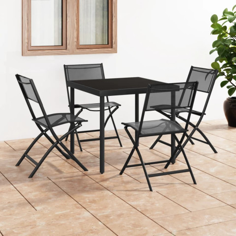 Mobilier de salle à manger d'extérieur 5 pcs acier