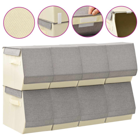 Boîtes de rangement empilables avec couvercle 8 pcs tissu