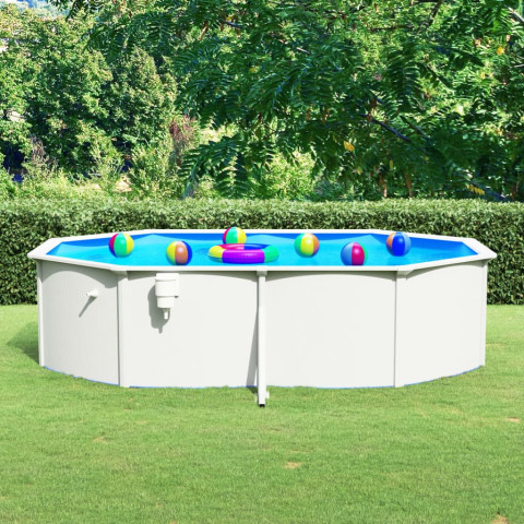 Piscine ovale avec parois en acier 490x360x120 cm blanc