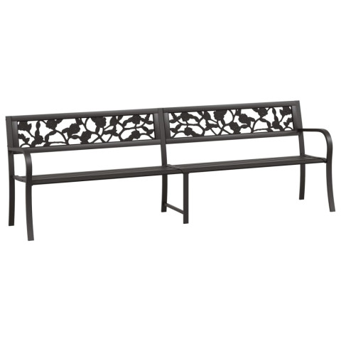 Banc de jardin meuble de patio d'extérieur terrasse double de jardin 246 cm noir acier helloshop26 02_0011828