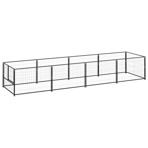 Chenil extérieur cage enclos parc animaux chien noir 4 m² acier  02_0000530