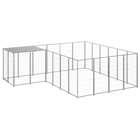 Chenil extérieur cage enclos parc animaux chien argenté 8,47 m² acier  02_0000304