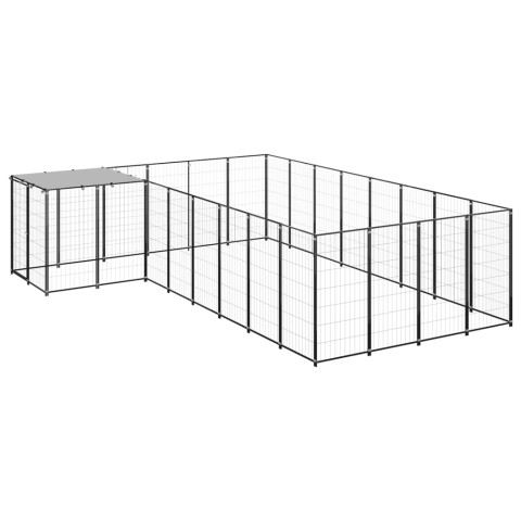 Chenil extérieur cage enclos parc animaux chien 10,89 m² acier noir