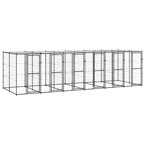 Chenil extérieur cage enclos parc animaux chien extérieur acier avec toit 14,52 m² 