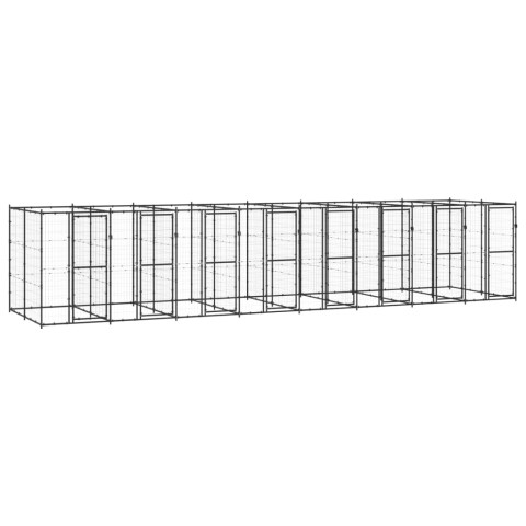 Chenil extérieur cage enclos parc animaux chien extérieur acier 19,36 m²  02_0000384