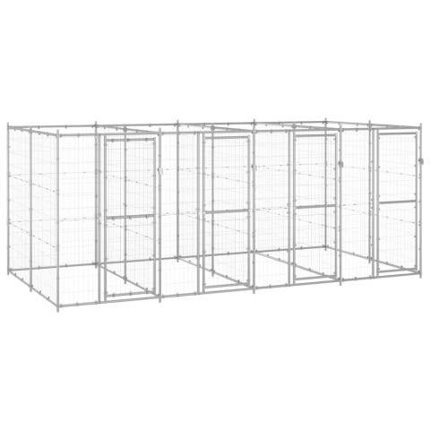 Chenil extérieur cage enclos parc animaux chien extérieur acier galvanisé 9,68 m²  02_0000430