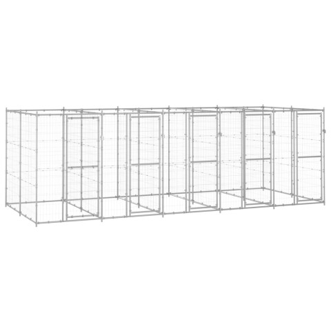 Chenil extérieur cage enclos parc animaux chien extérieur acier galvanisé 12,1 m²  02_0000405