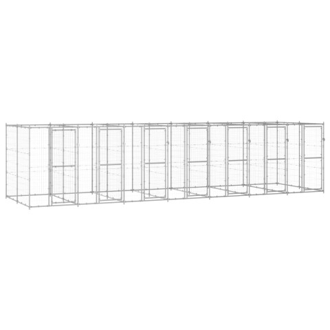 Chenil extérieur cage enclos parc animaux chien extérieur acier galvanisé 16,94 m²  02_0000409