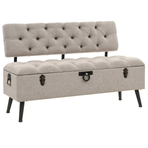 Banc de rangement avec dossier 110 cm crème tissu