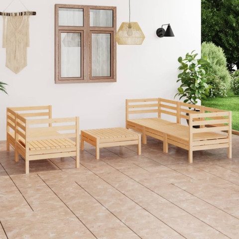 Salon de jardin 6 pcs bois de pin massif