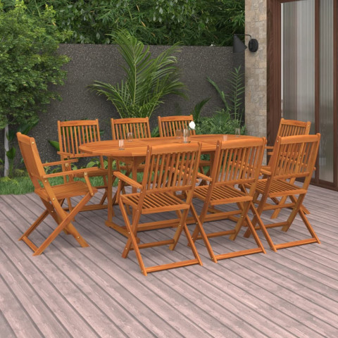 Ensemble à manger de jardin 9 pcs bois d'acacia massif