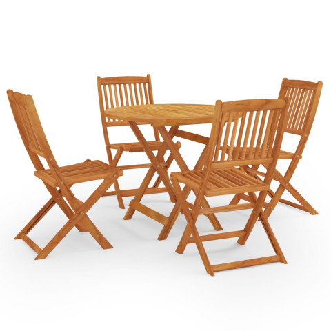 Mobilier à dîner d'extérieur pliable 5 pcs bois d'eucalyptus