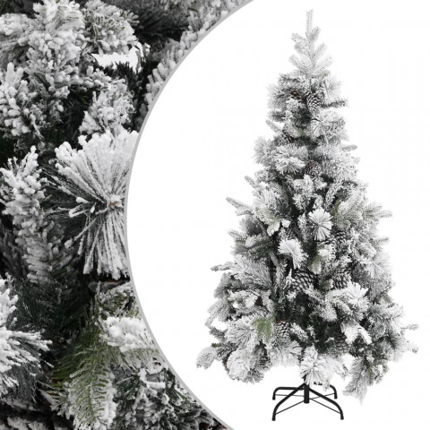 Sapin de noël à flocons de neige et pommes de pin 225 cm pvc/pe