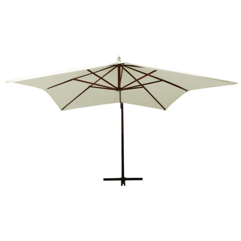 Parasol suspendu avec mât en bois 300 cm blanc sable helloshop26 02_0008709