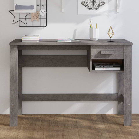 Bureau hamar gris clair 110x40x75 cm bois massif de pin