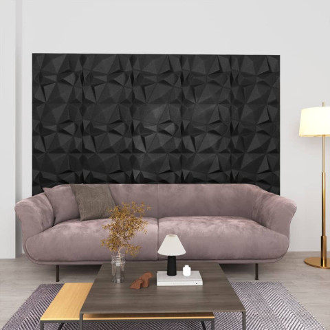 Panneaux muraux 3d 24 pcs 50x50 cm noir diamant 6 m²