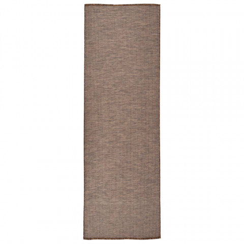 Tapis à tissage plat d'extérieur 80x250 cm marron