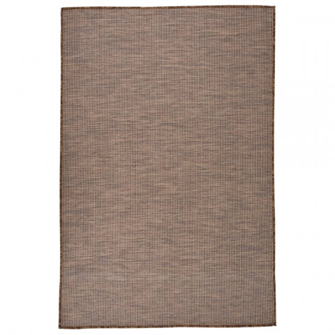 Tapis à tissage plat d'extérieur 120x170 cm marron