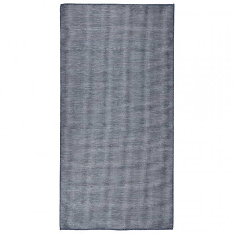 Tapis à tissage plat d'extérieur 100x200 cm bleu