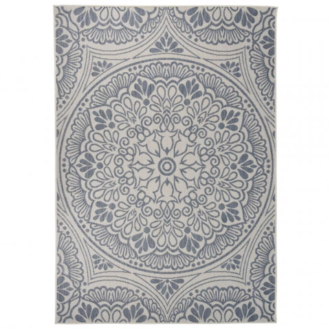 Tapis à tissage plat d'extérieur 160x230 cm motif bleu