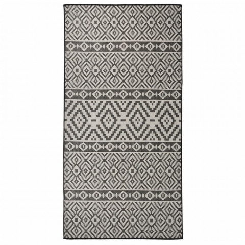 Tapis à tissage plat d'extérieur 100x200 cm rayures noires