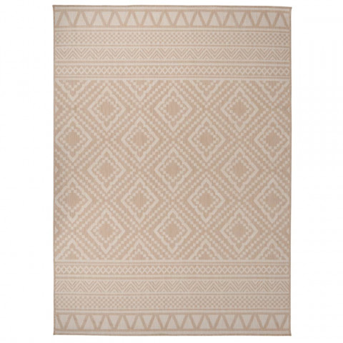 Tapis à tissage plat d'extérieur 200x280 cm rayures brunes