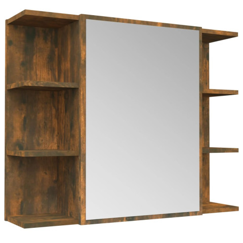 Armoire à miroir de salle de bain 80 x 20,5 x 64 cm bois chêne helloshop26 02_0006724