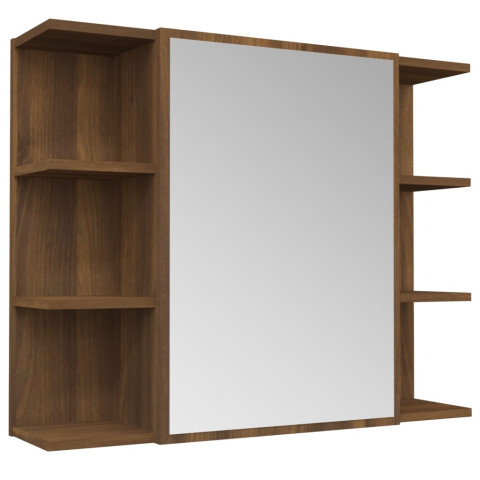 Armoire à miroir de salle de bain 80 x 20,5 x 64 cm bois brun helloshop26 02_0006721