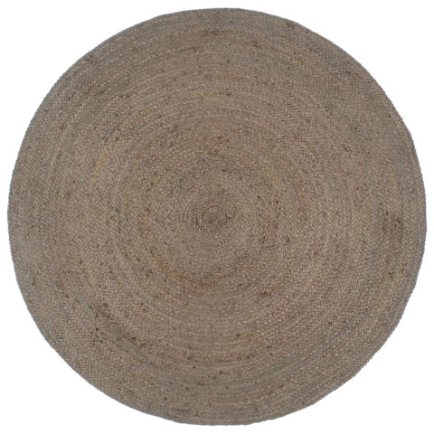 Tapis fait à la main jute rond 210 cm gris