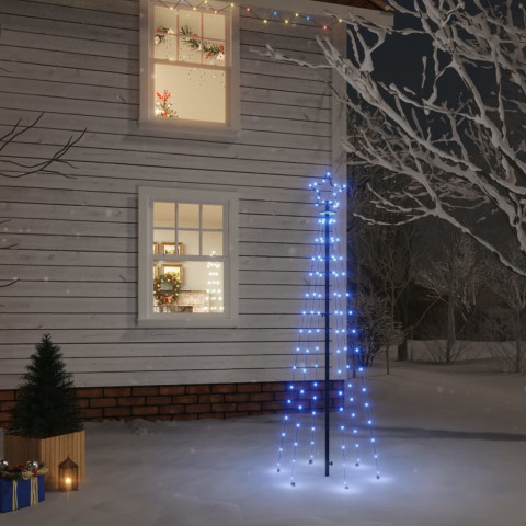  Sapin de Noël avec piquet Bleu 108 LED 180 cm