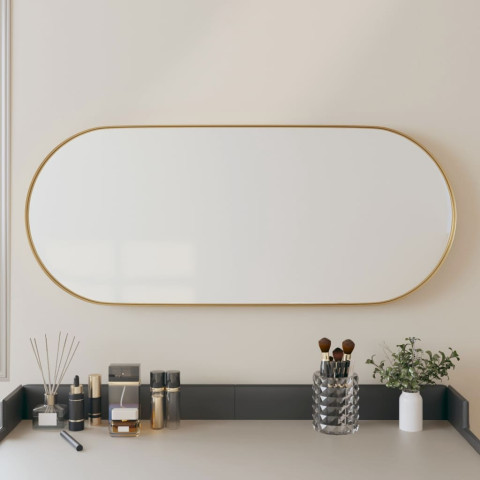 Miroir mural doré 25x60 cm ovale